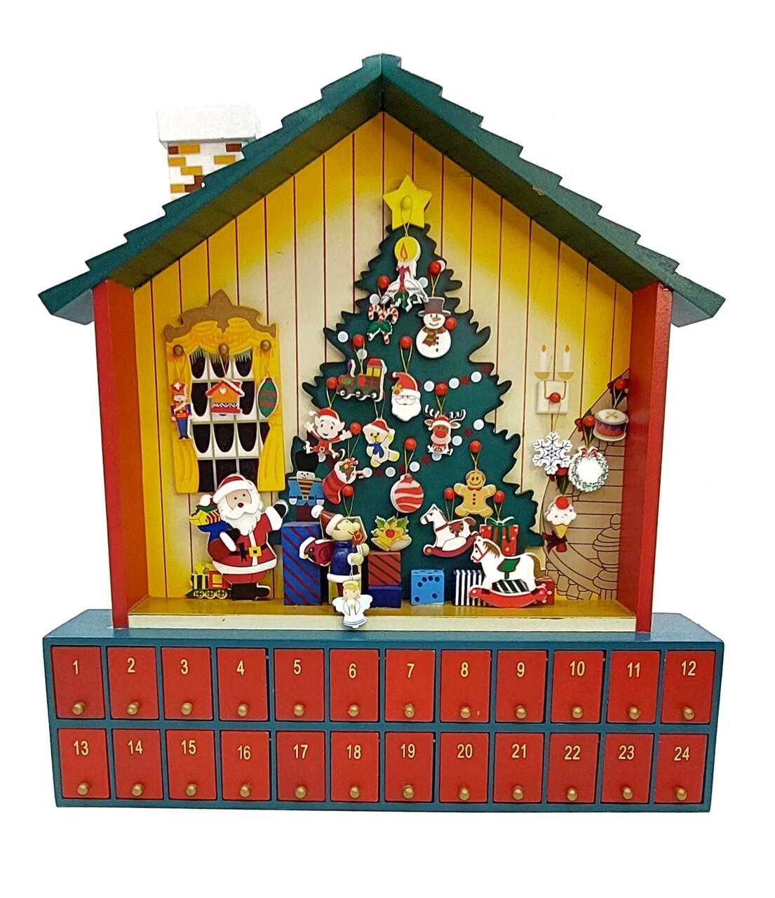 Wizardi Christmas Scene Wooden Advent Calendar F07M14-3-Y01714